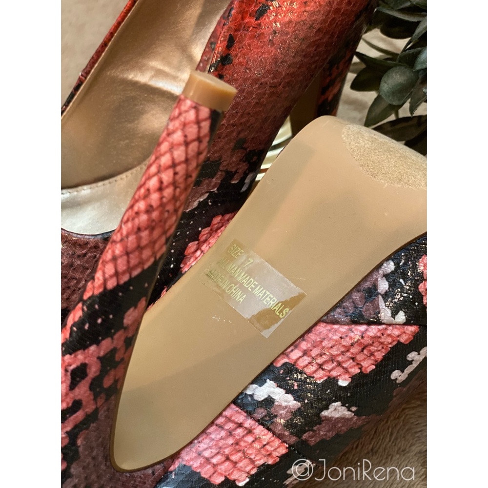 Red Python Snakeskin Platform Pumps | Size 7 - image 6